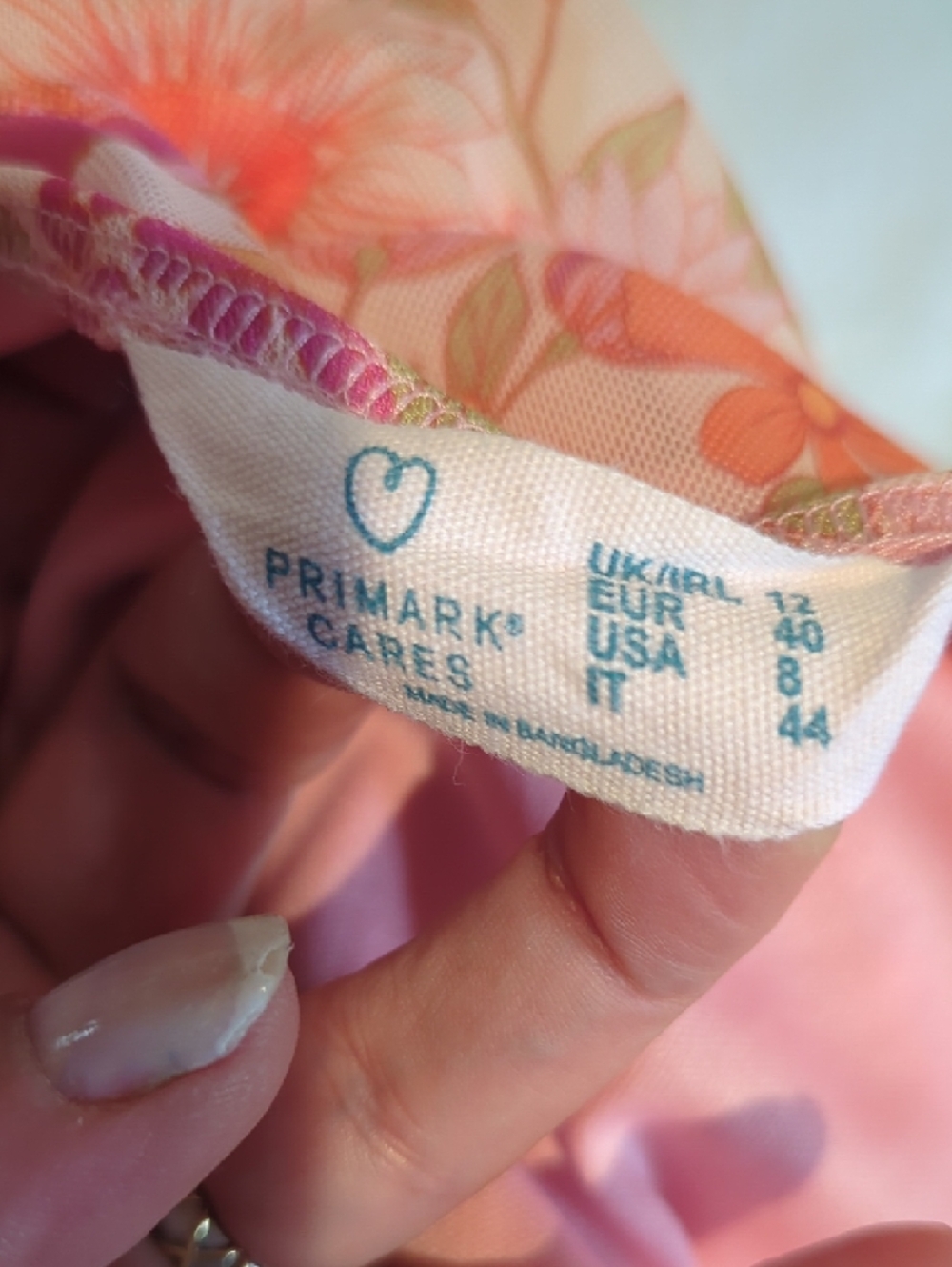 Primark Pink & Orange Floral Square-Neck Puff Sleeve Mini Dress - Picture 7 of 10